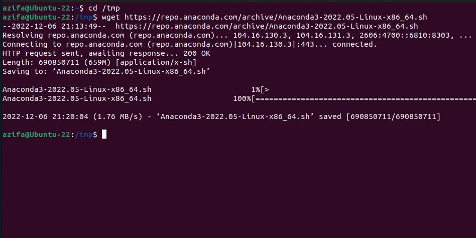 Anaconda package has been downloaded using wget