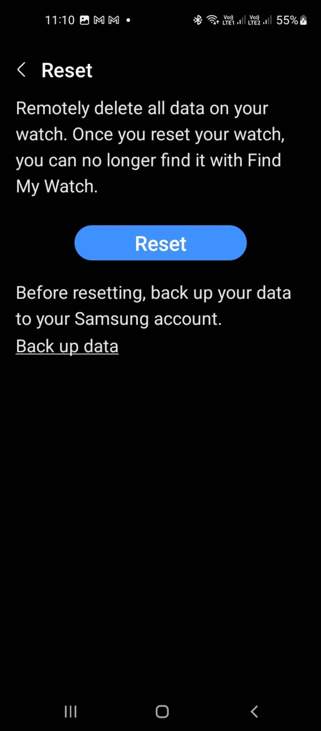 reset your galaxy watch