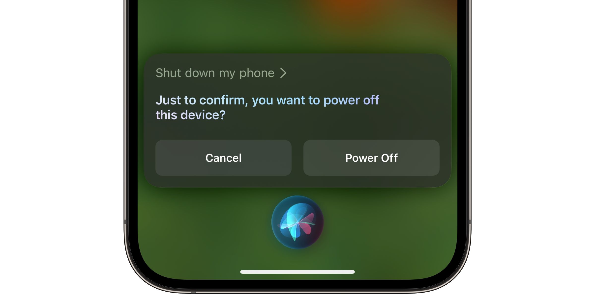 Lời nhắc tắt Siri của iOS 16.2 trên iPhone cung cấp các tùy chọn Hủy và Tắt nguồn