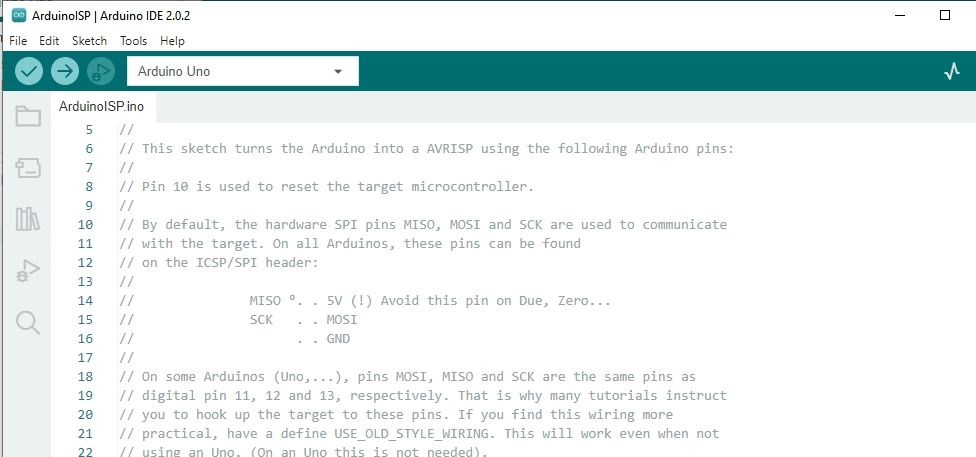 کد نمونه Arduino-IDE برای ISP