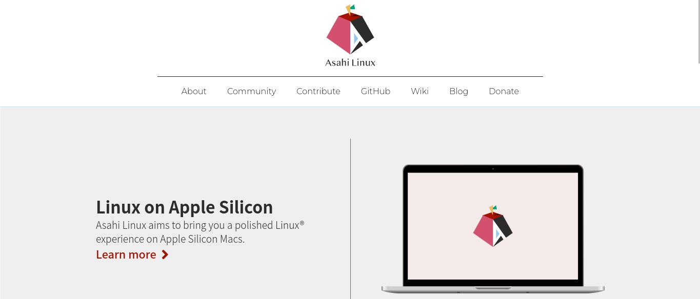 Pagina iniziale di Asahi Linux
