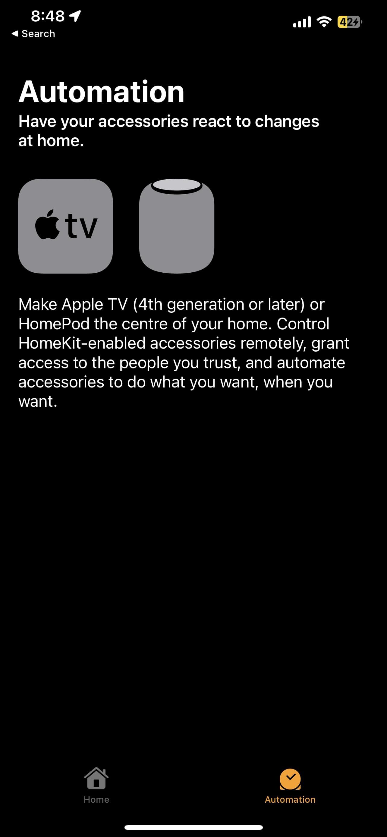 automation requires apple tv or homepod
