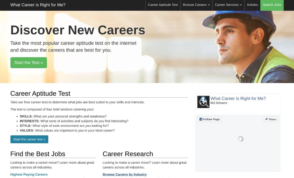 What Career Is Right For Me has the best free online career aptitude test, taking into account various things about a person to find a complementary profession