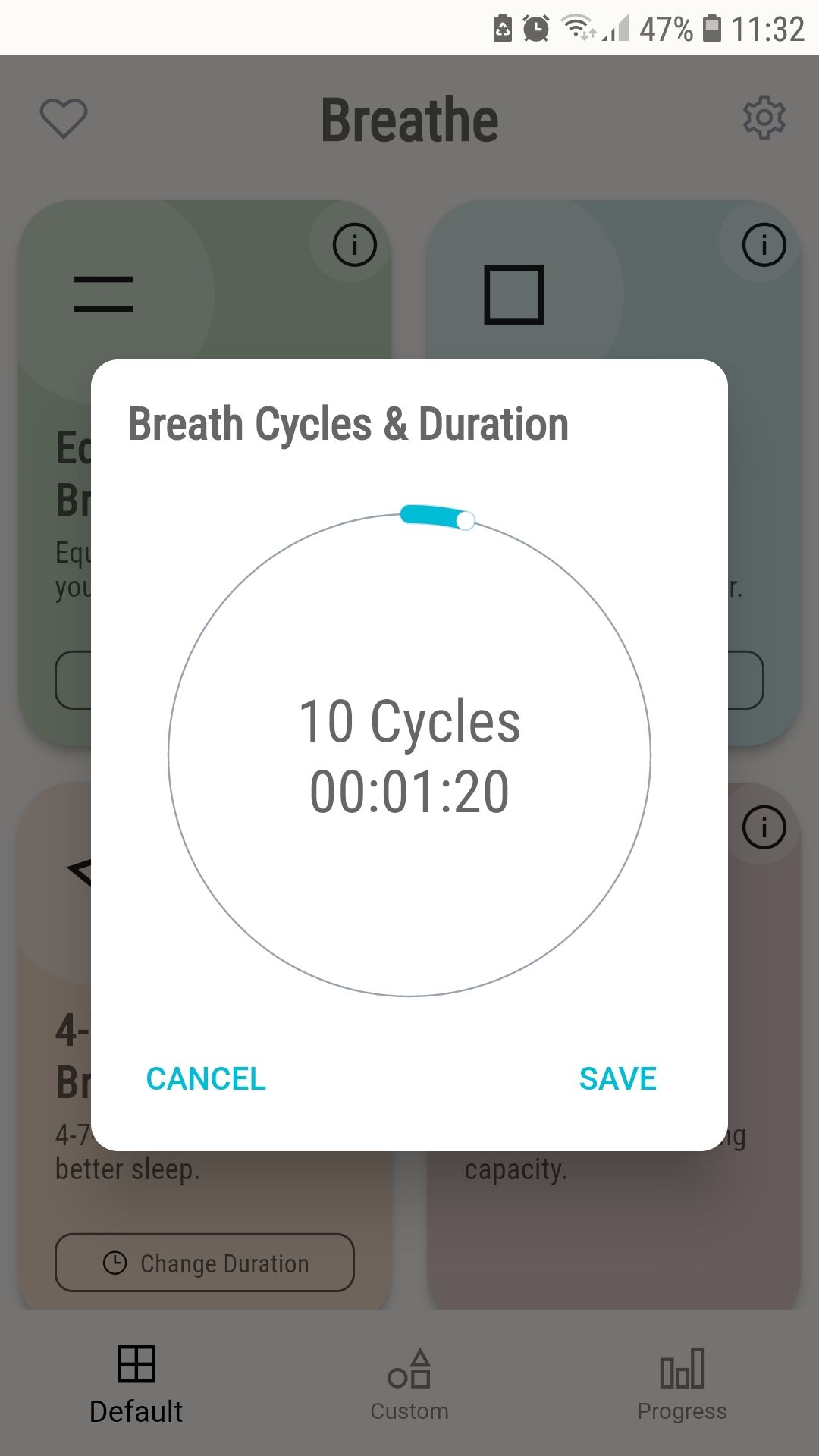 Breathe breathwork mobile app cycles