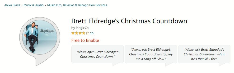 Brett Eldredge's Christmas Countdown Alexa Skill