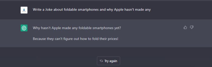 ChatGPT joke about foldable phones