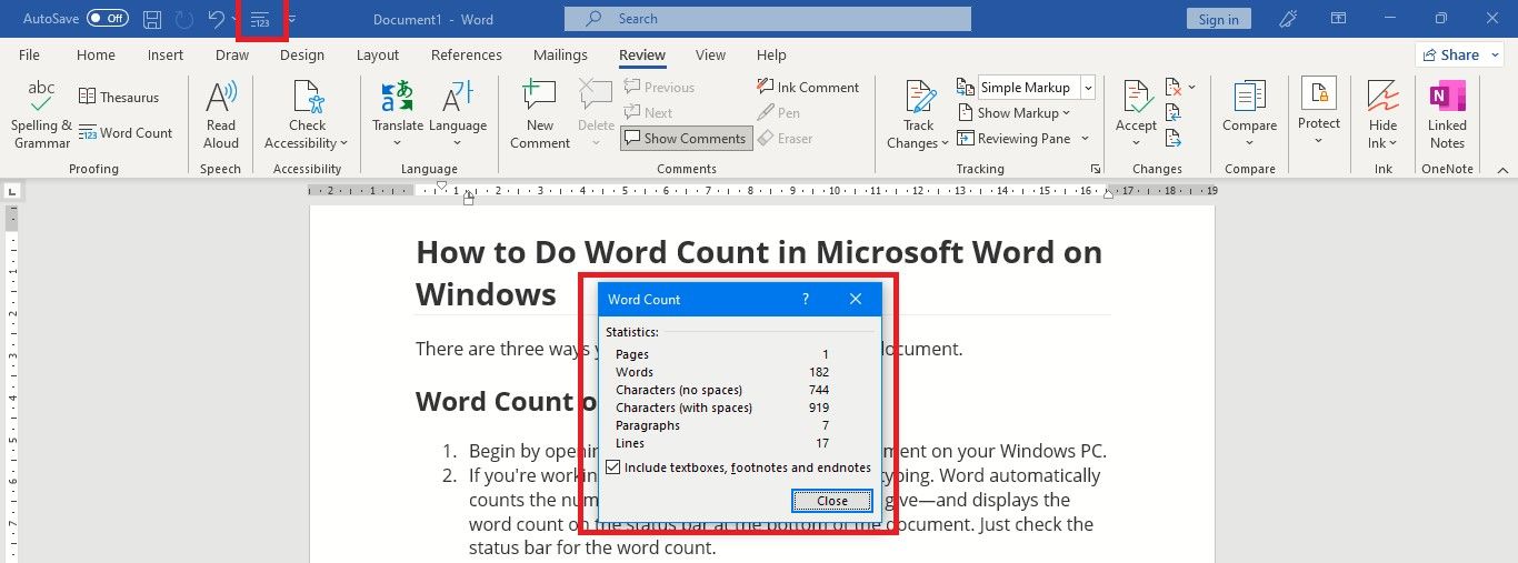 Microsoft Word で文字数をカウントする方法