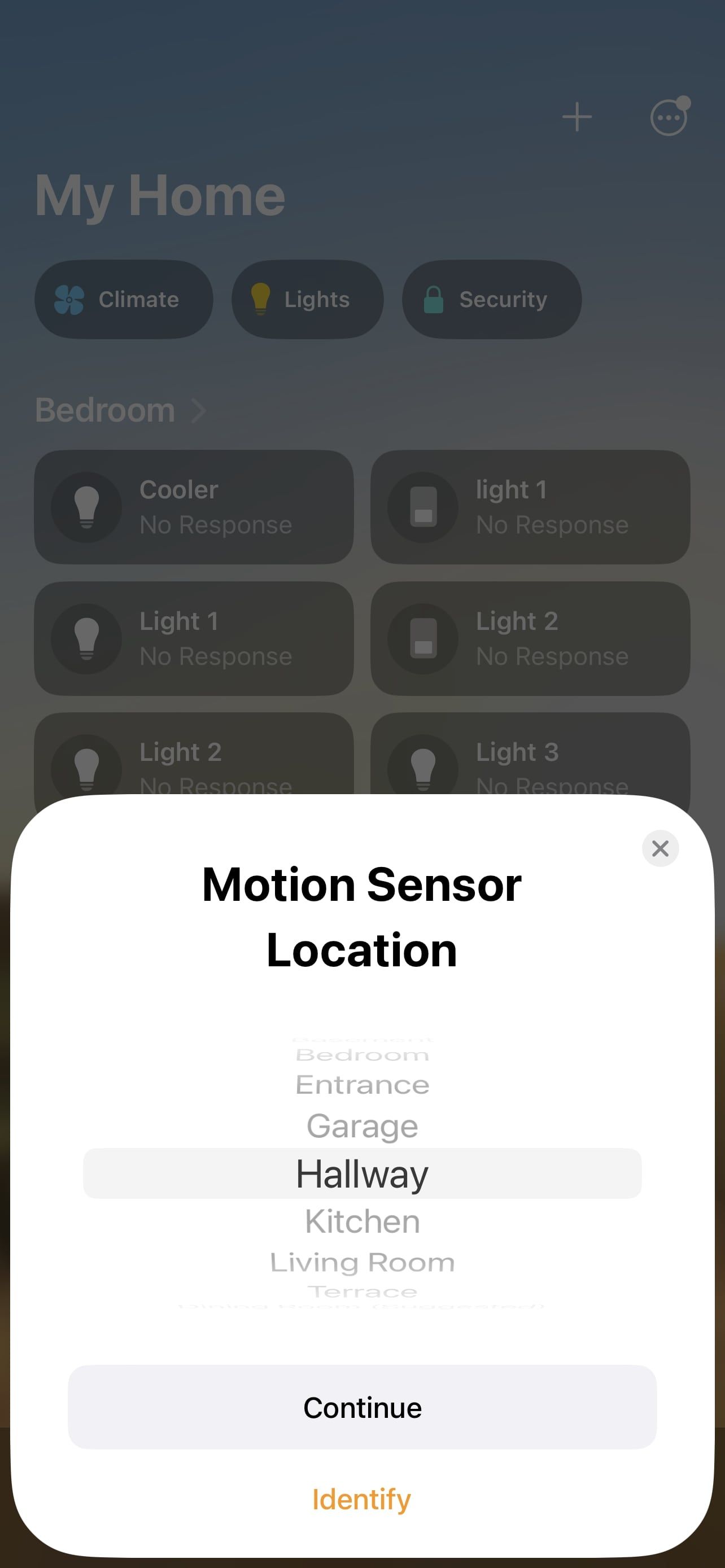 choose a room or area where sensor will be installed