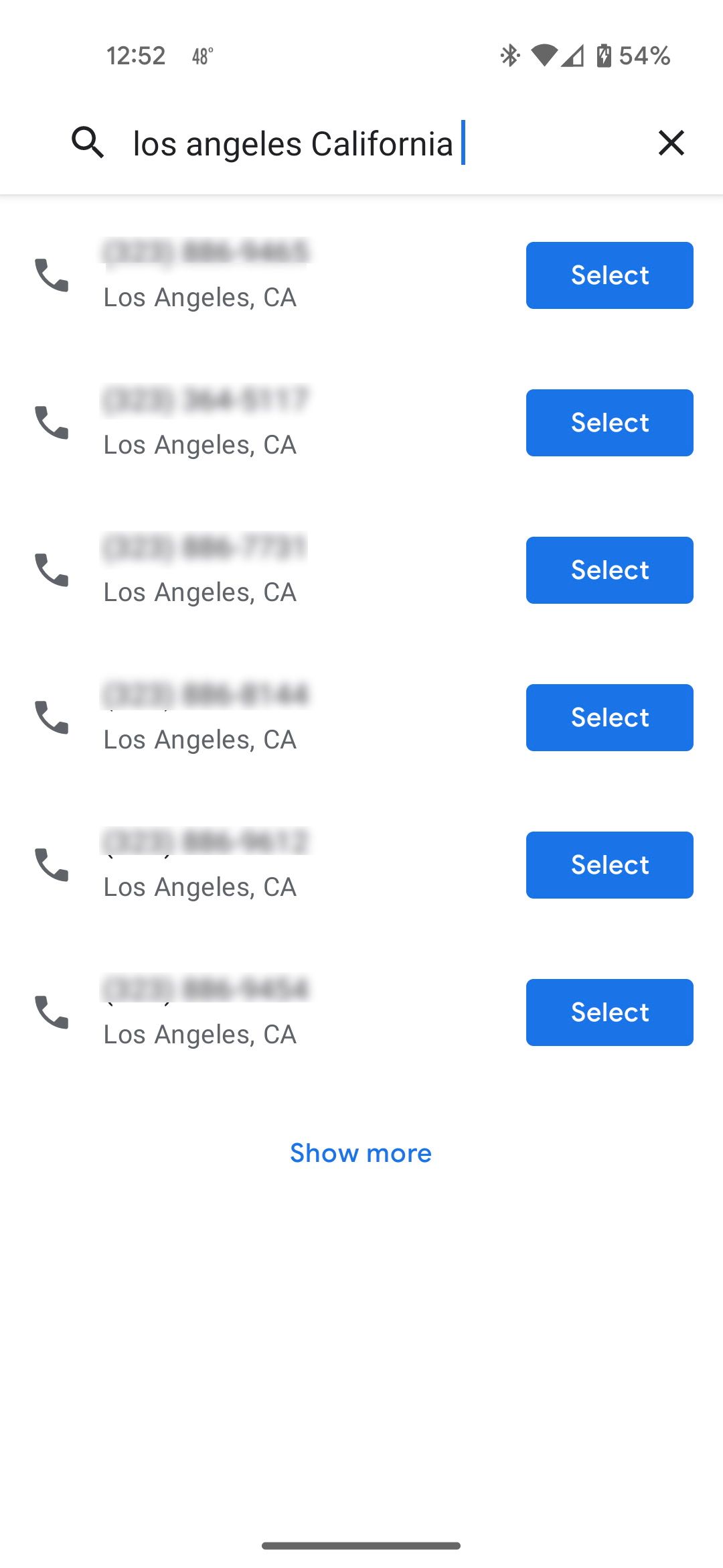 Choosing a Google Voice number