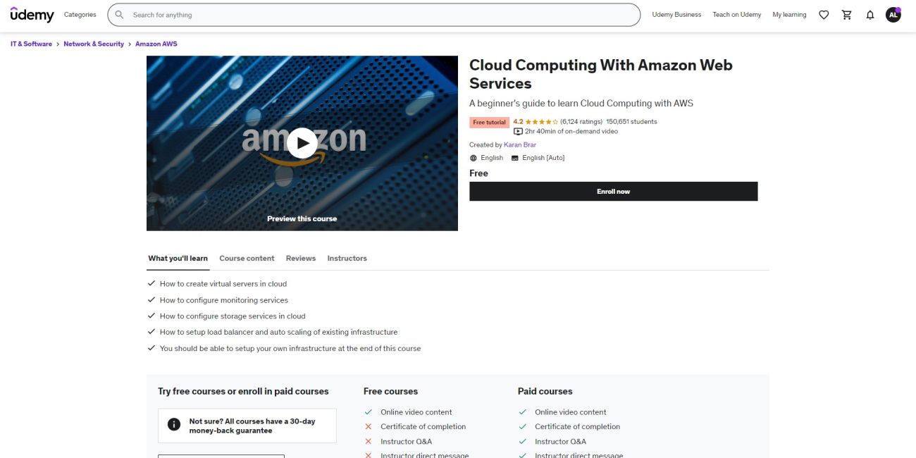 Cloud computing with amazon web services free online course from udemy