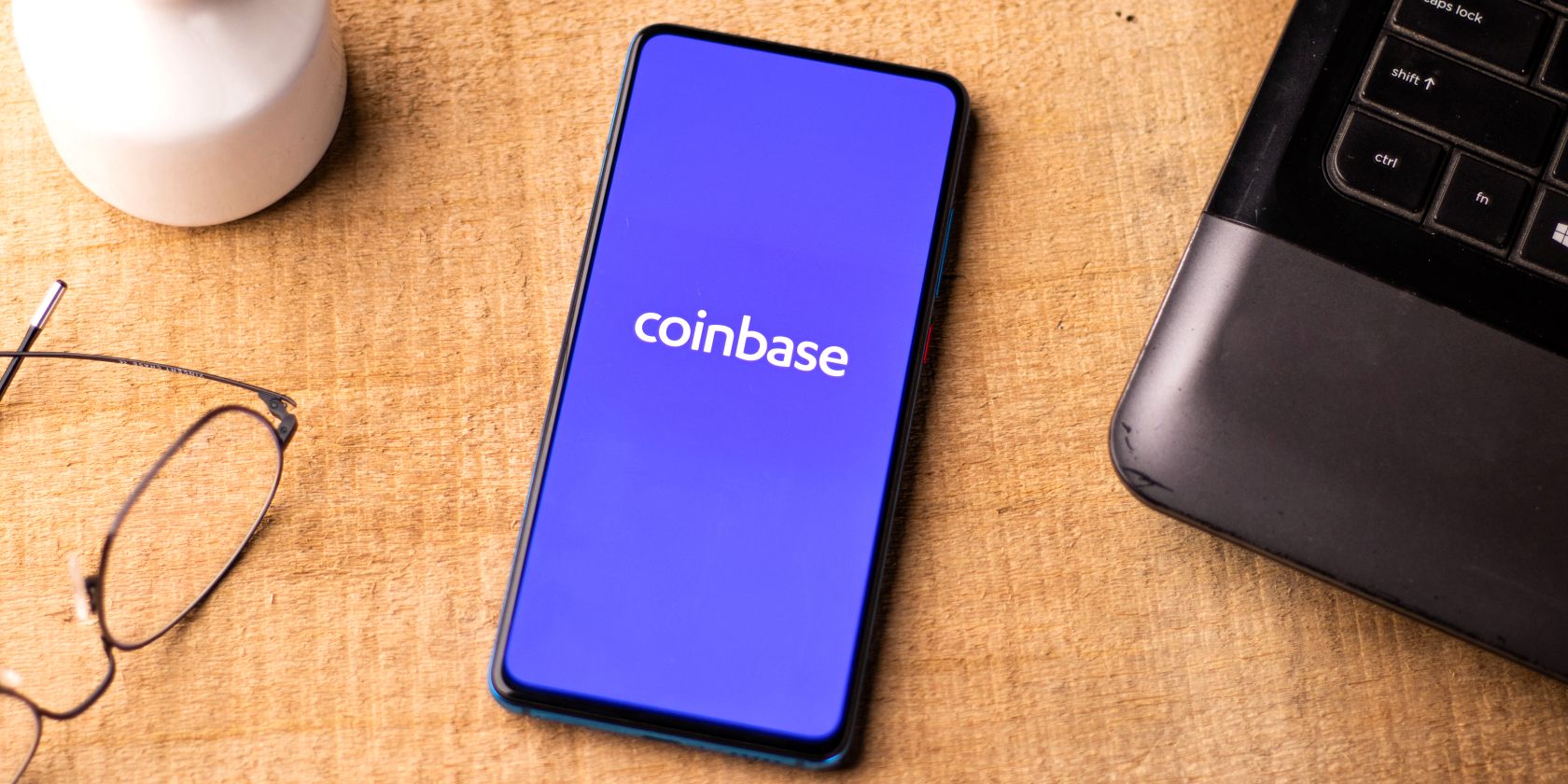 coinbase logo on smartphone