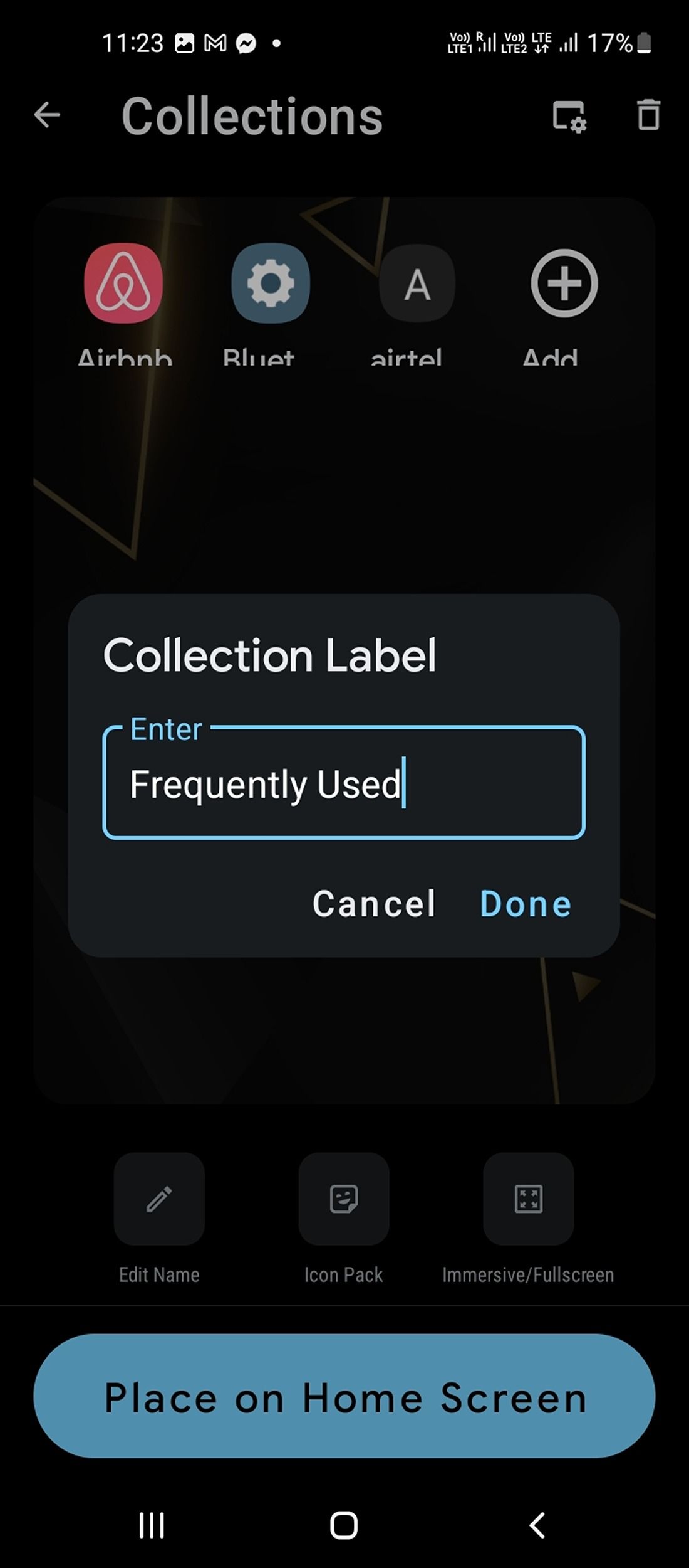 Collections label in Shortcut Maker