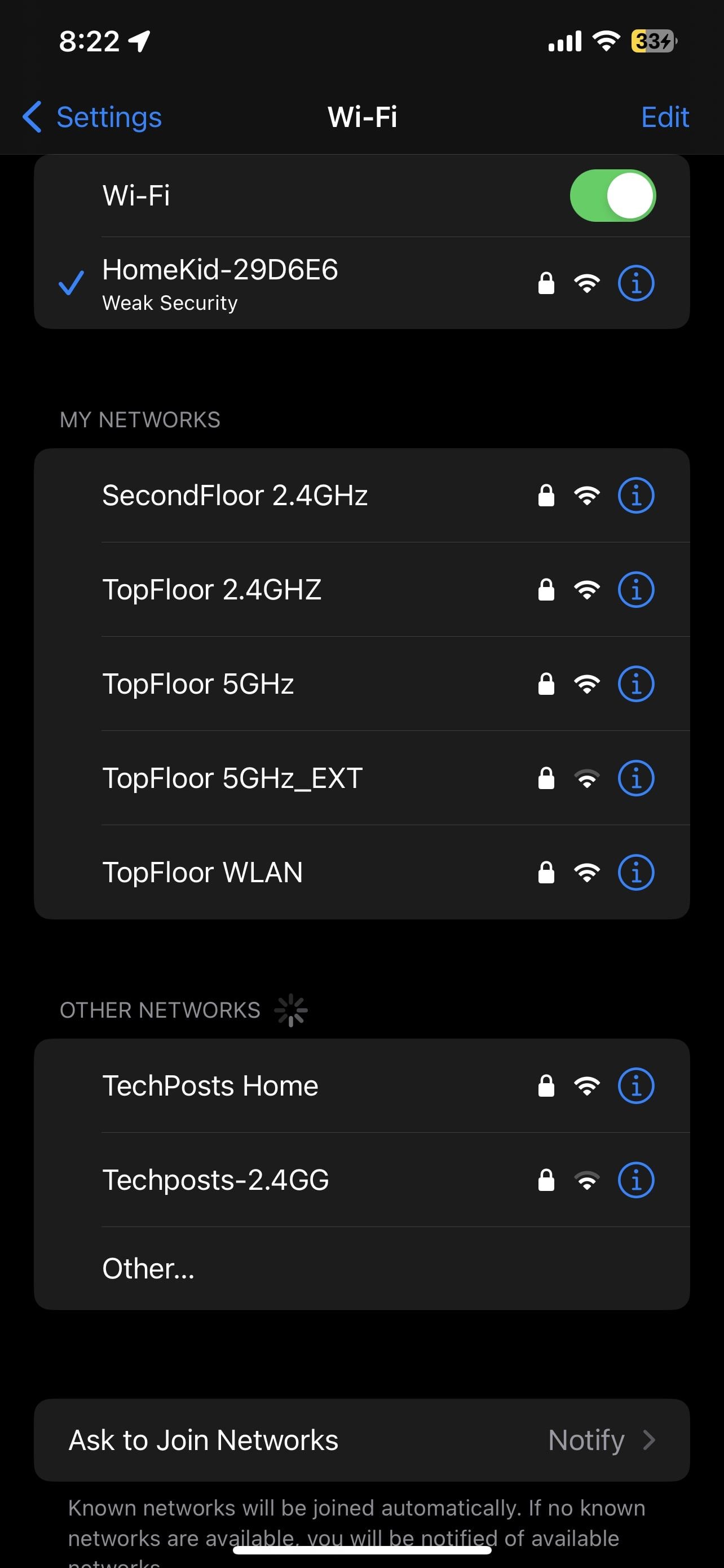 Connect the phone to the motion sensor hotspot
