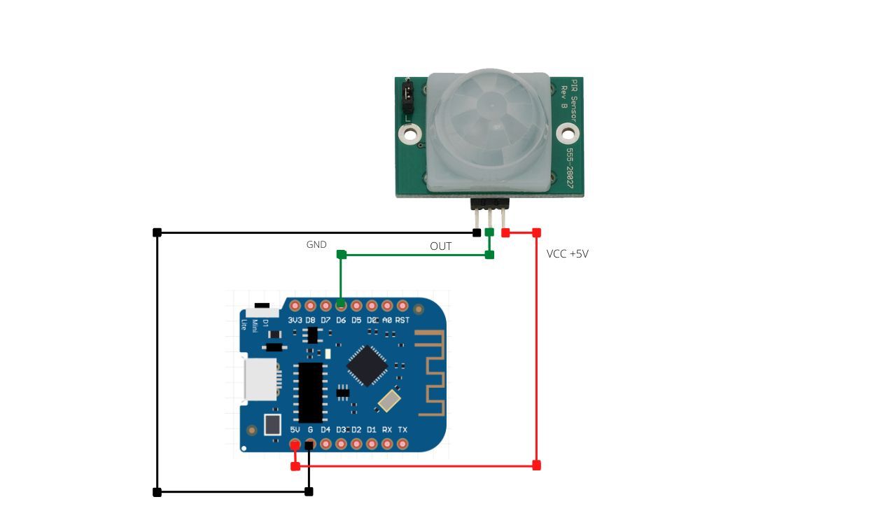 connect the pir motion sensor to the d1 mini