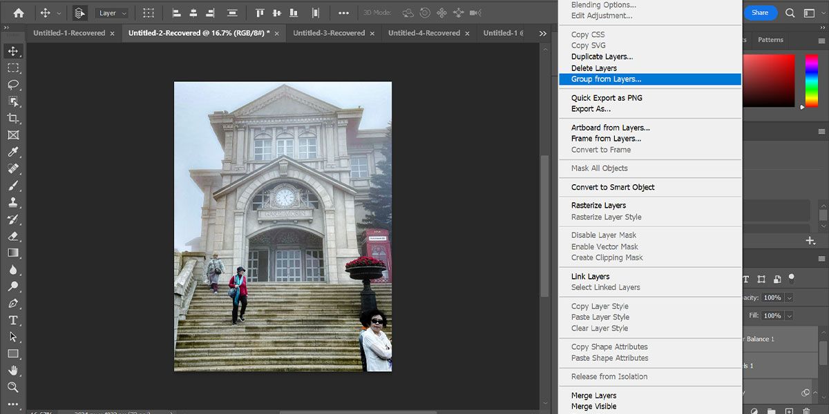 create a group in photoshop