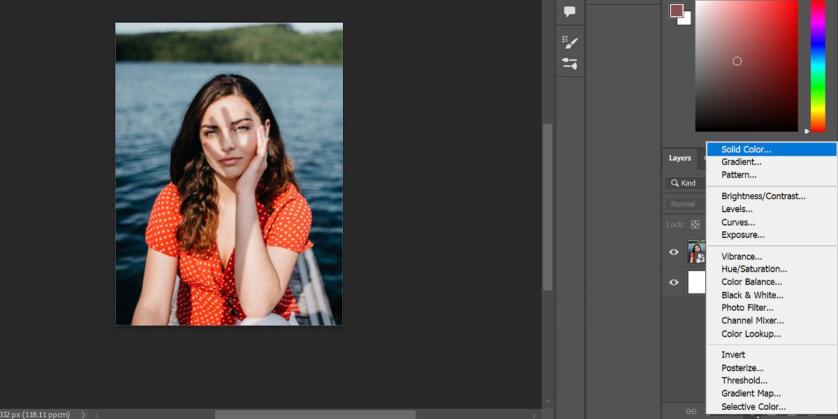 create a solid color adjustment layer in photoshop