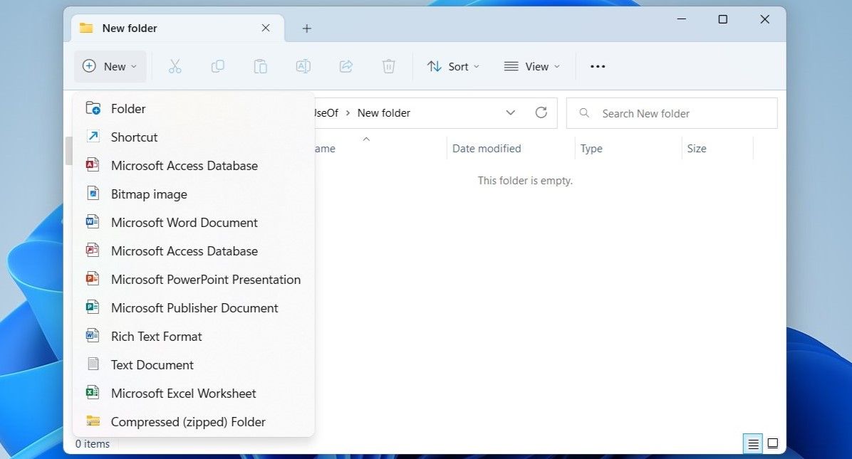Create New Folder in Windows 11 Using File Explorer Menu