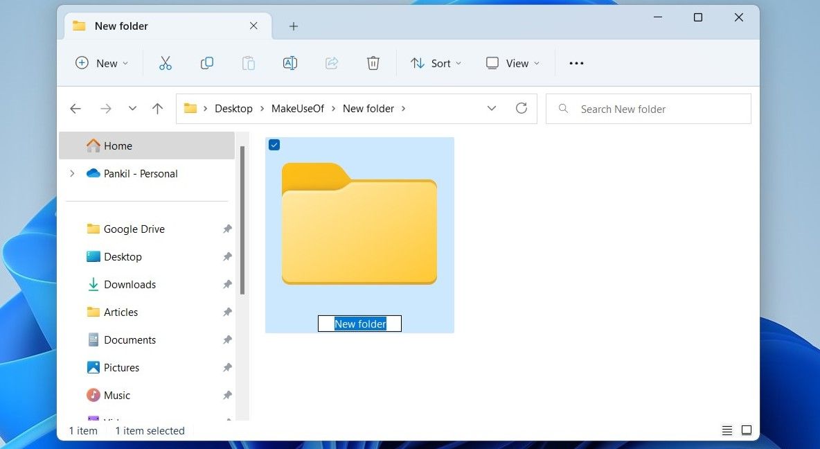 Create New Folder in Windows 11 Using Keyboard Shortcut