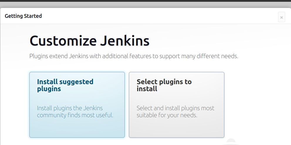 Jenkins asking the user to install plugins