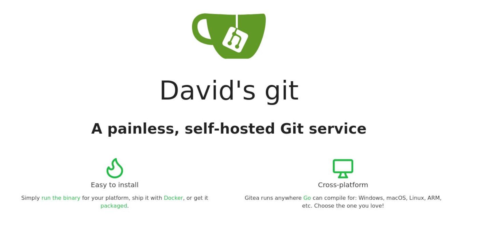 front page of a self-hosted gitea instance