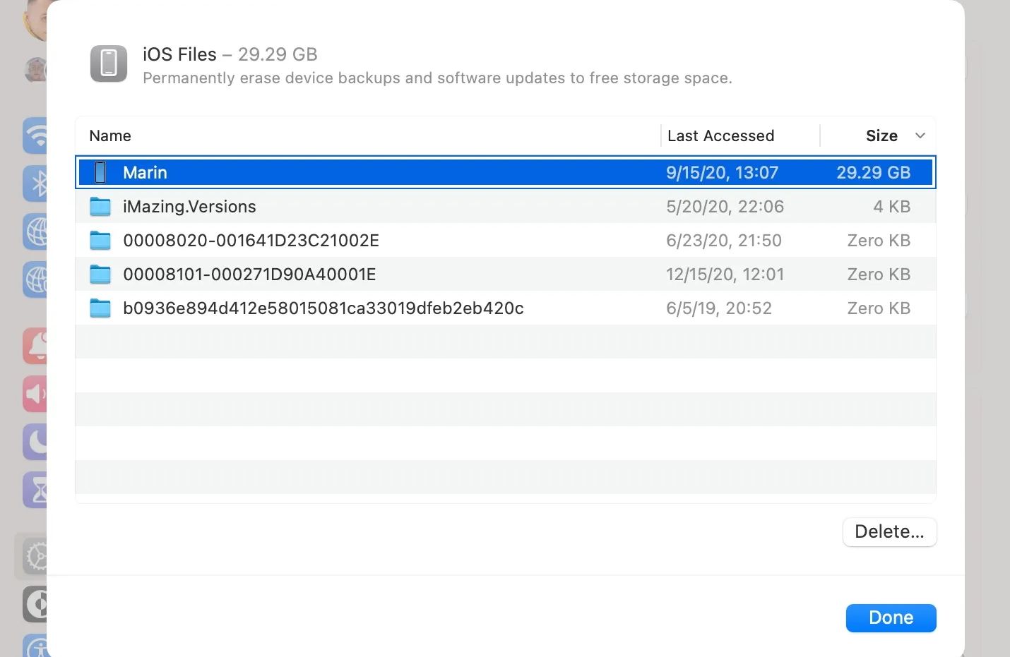 Deleting iOS files on a Mac