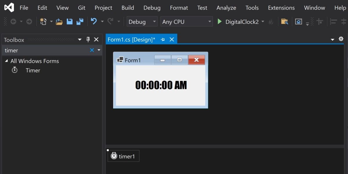 Visual Studio dragging timer to canvas