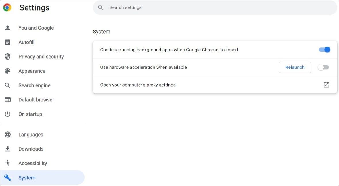 Disabilita l'accelerazione hardware in Google Chrome