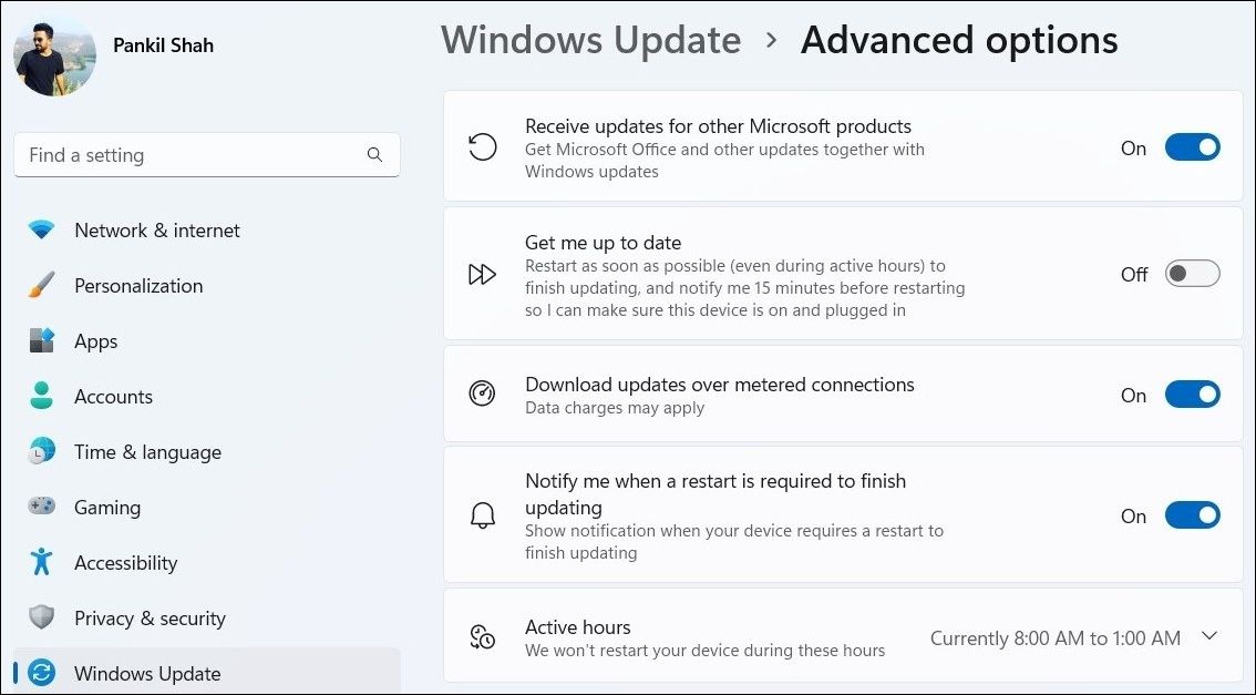 Deshabilite las notificaciones de actualización de Windows usando la aplicación de configuración