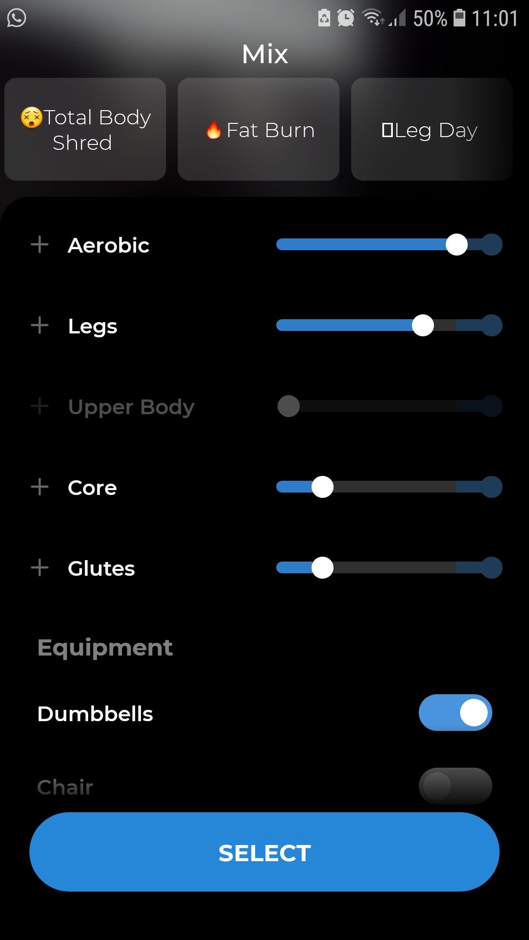 Down dog HIIT home workout mobile app mix