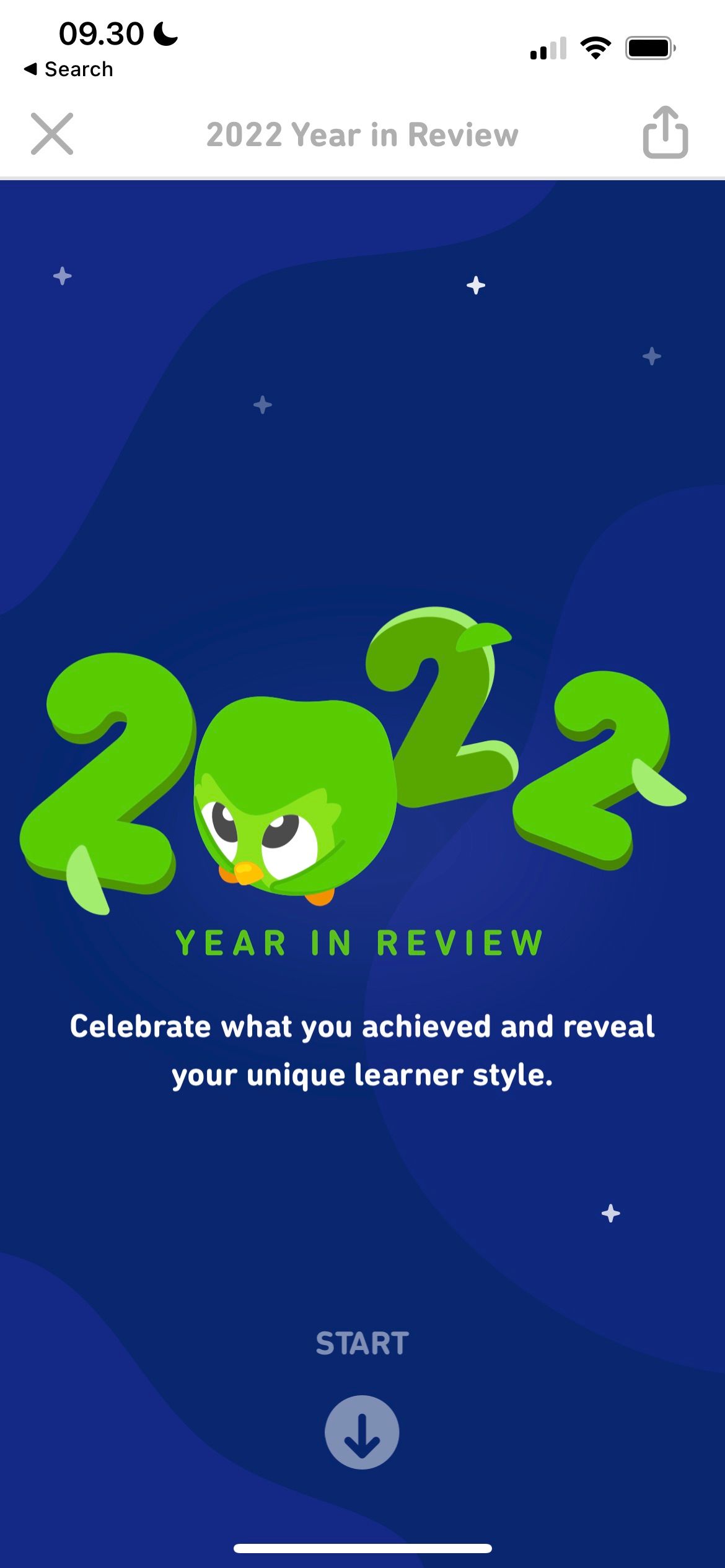 Duolingo Year in Review Start Page