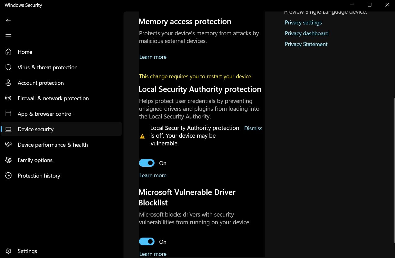 Enable Local Security Authority Protection in Windows Security