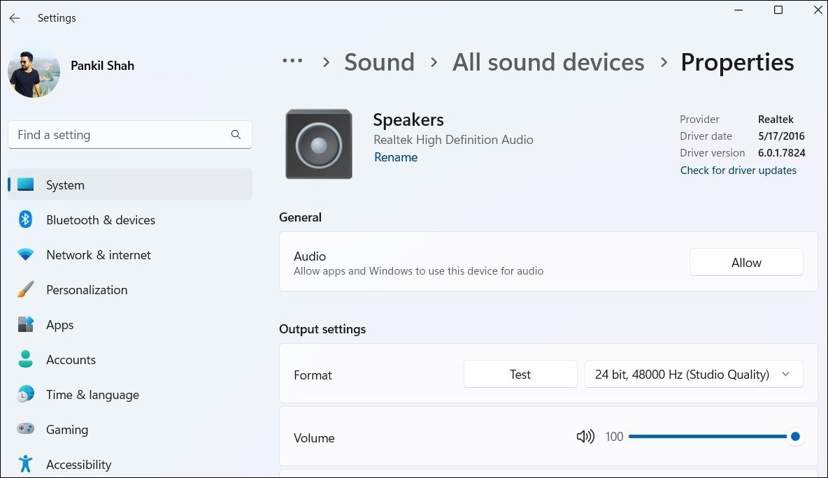Habilitar dispositivo de salida de audio mediante la aplicación de configuración de Windows