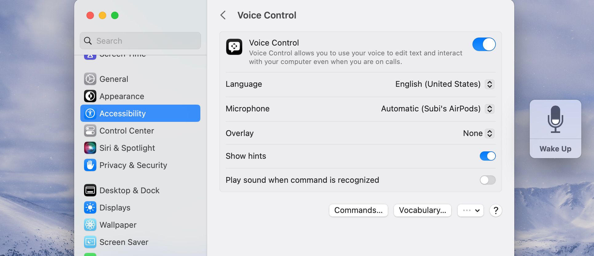 Activate voice control spelling mode