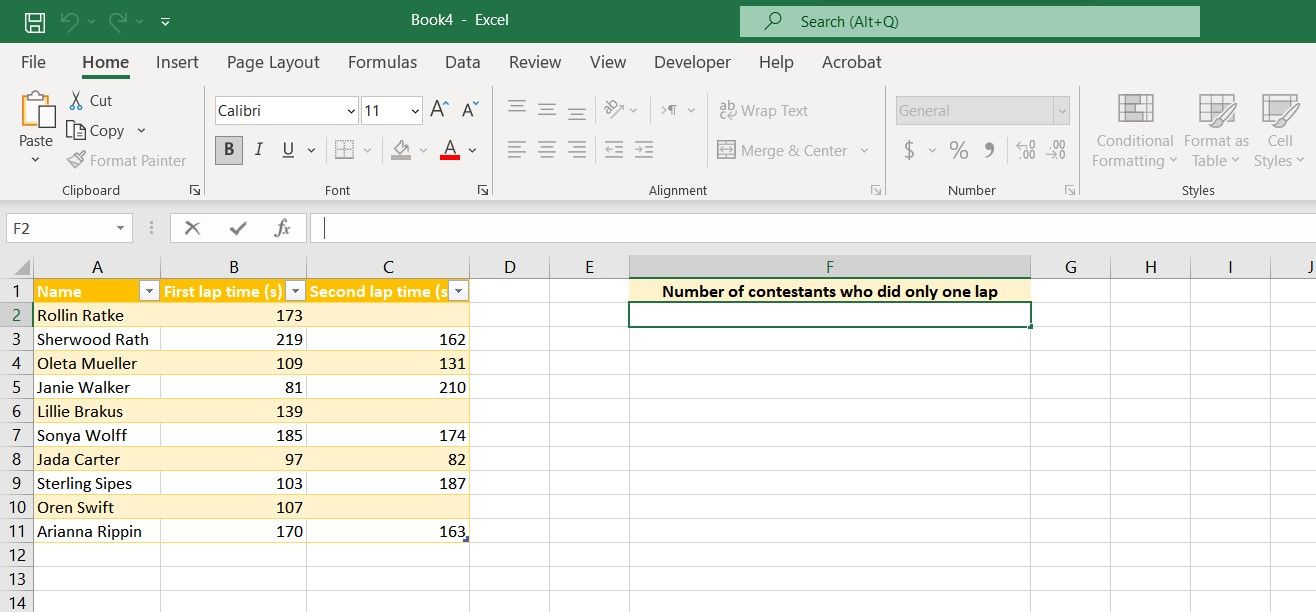 Sample spreadsheet 