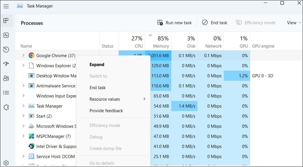 Force Close Chrome Using Task Manager