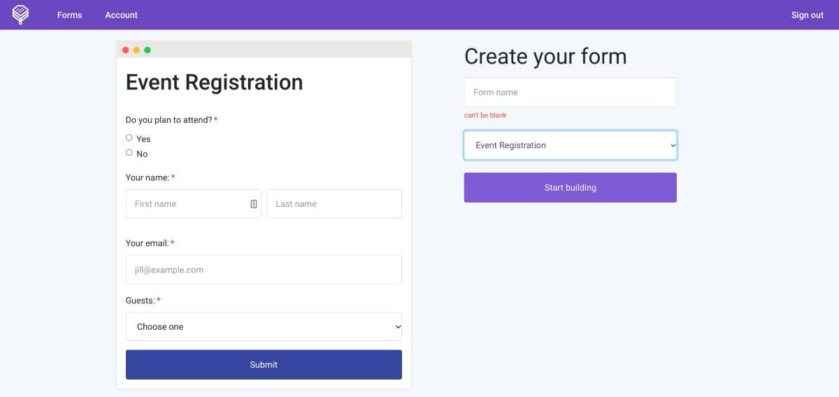 FormJelly has several free templates to choose from, giving beginners a quick way to create a form and customize it