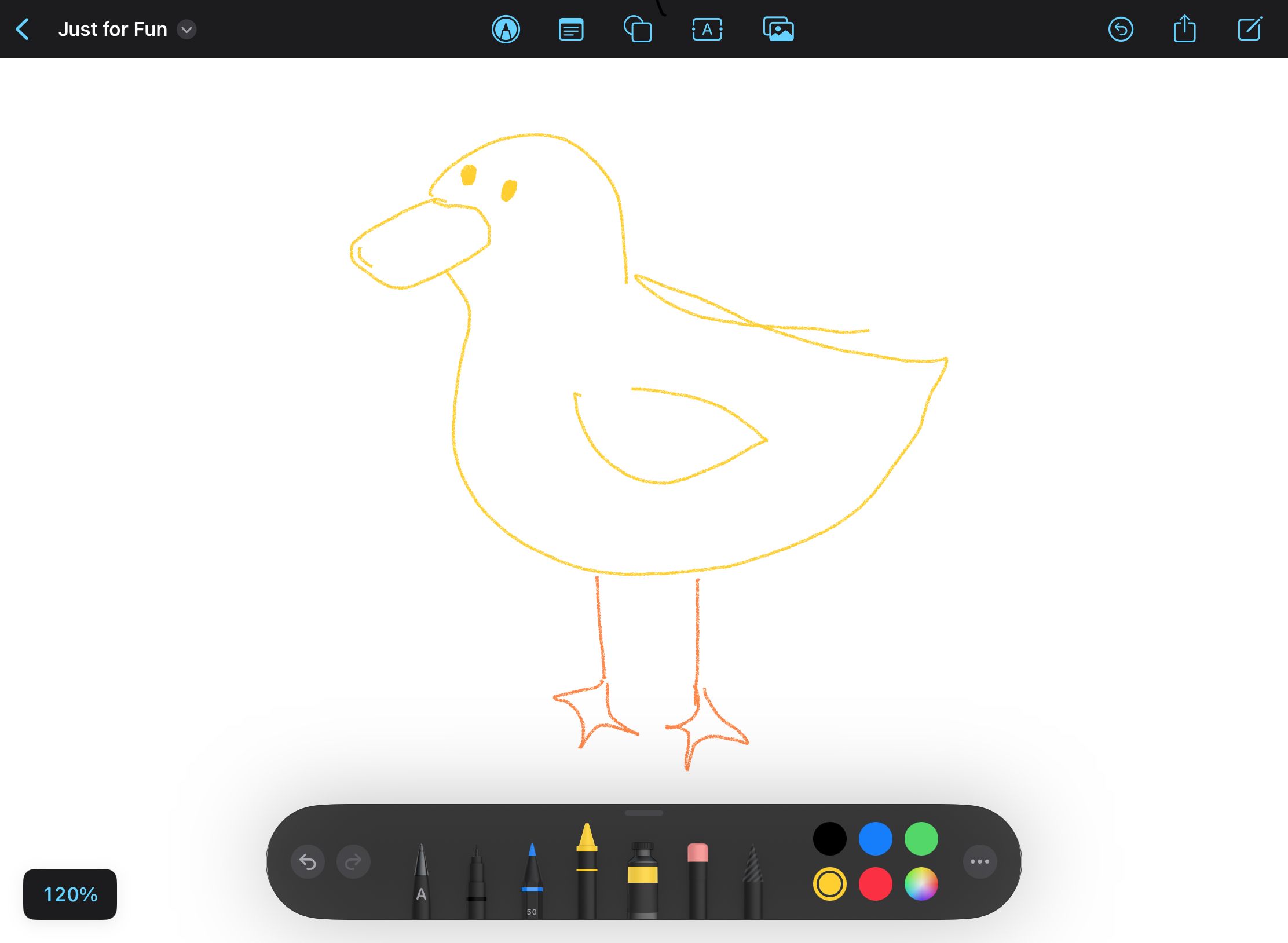 A duck's doodle with the Freeform app