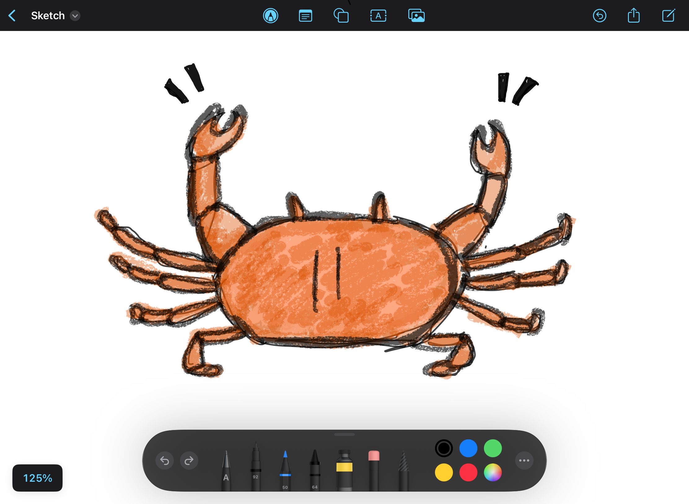 Sketch of a crab with Freeform
