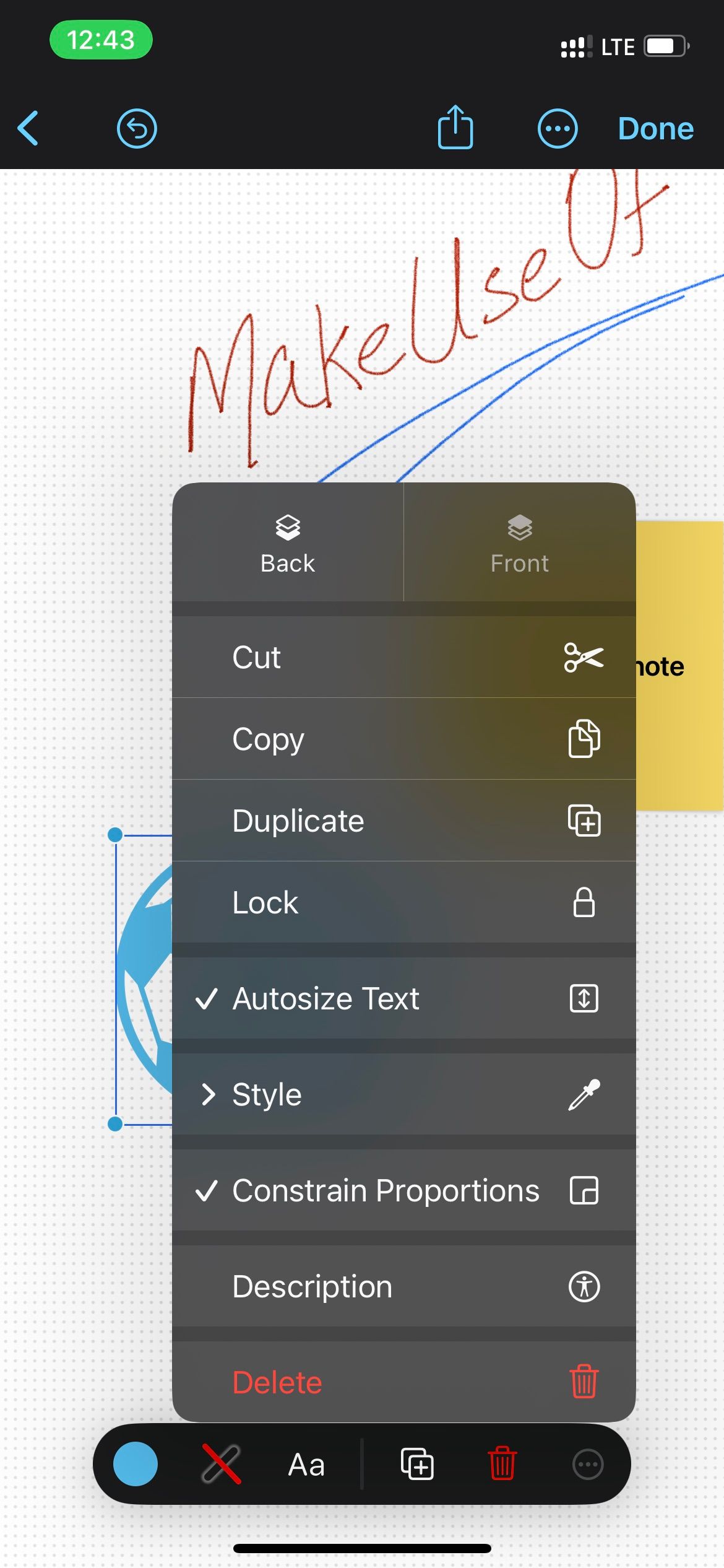 More options for Shape toolbar in Freeform