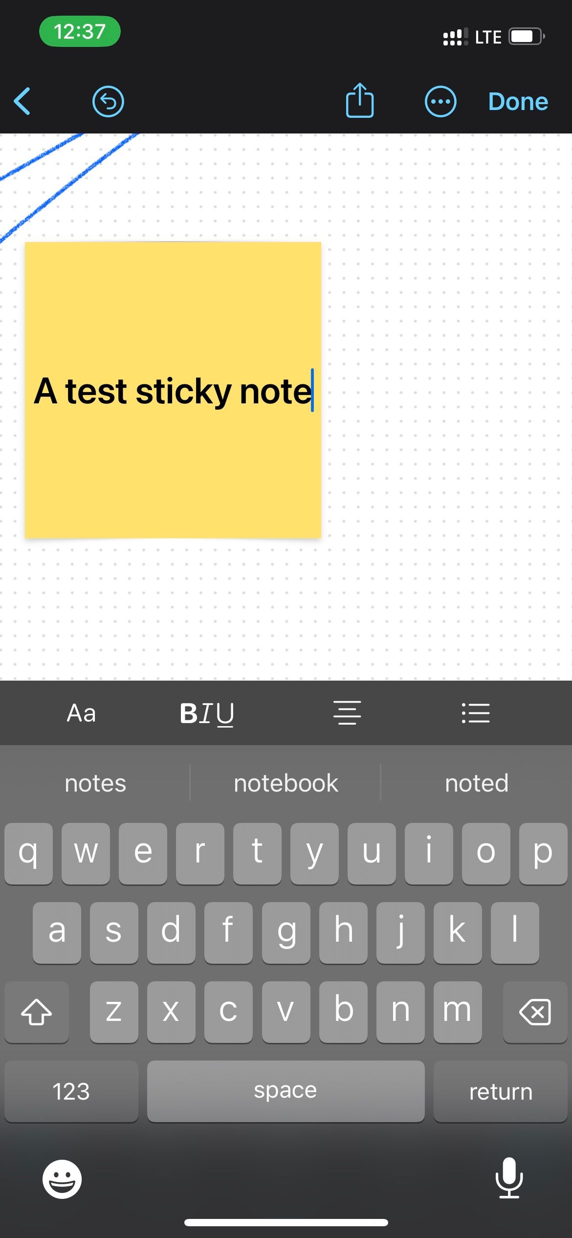 Typing on Sticky Note in Freeform