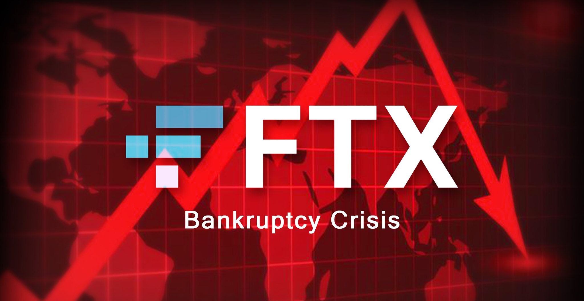 graphic of ftx logo in front of declining graph