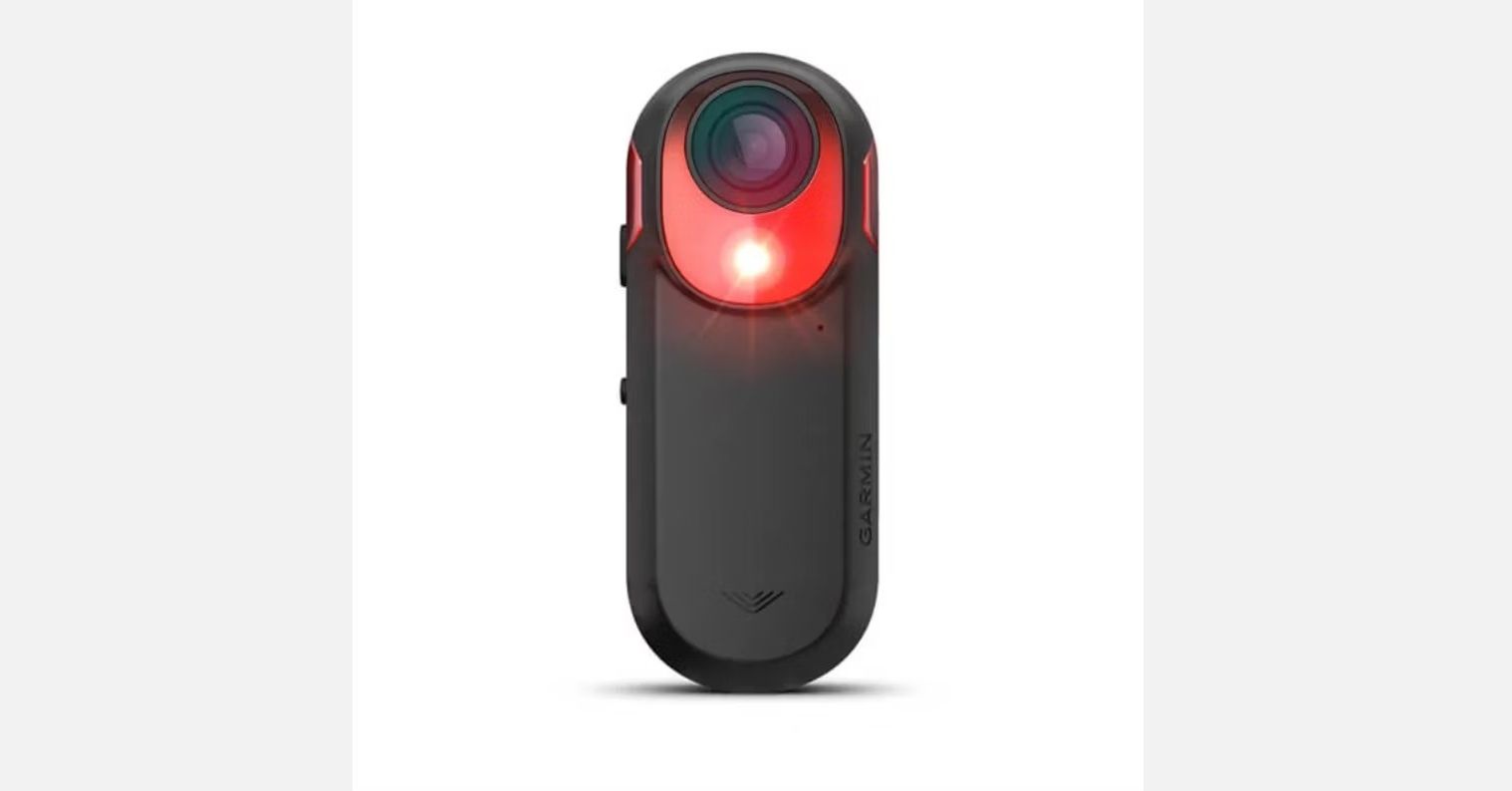 Product shot of the Garmin rear tail light and camera