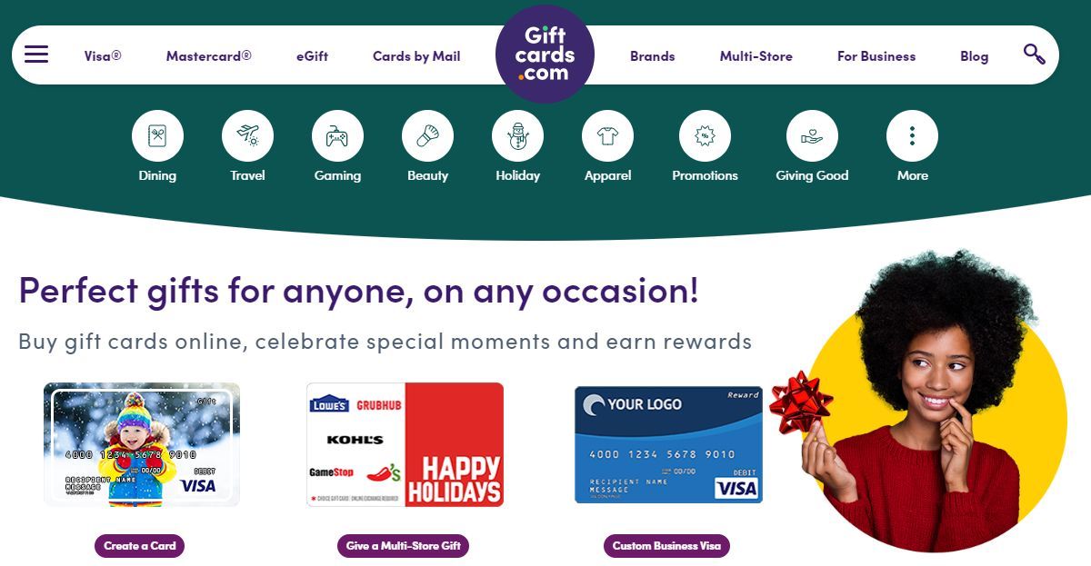 GiftCardCom Page d'accueil