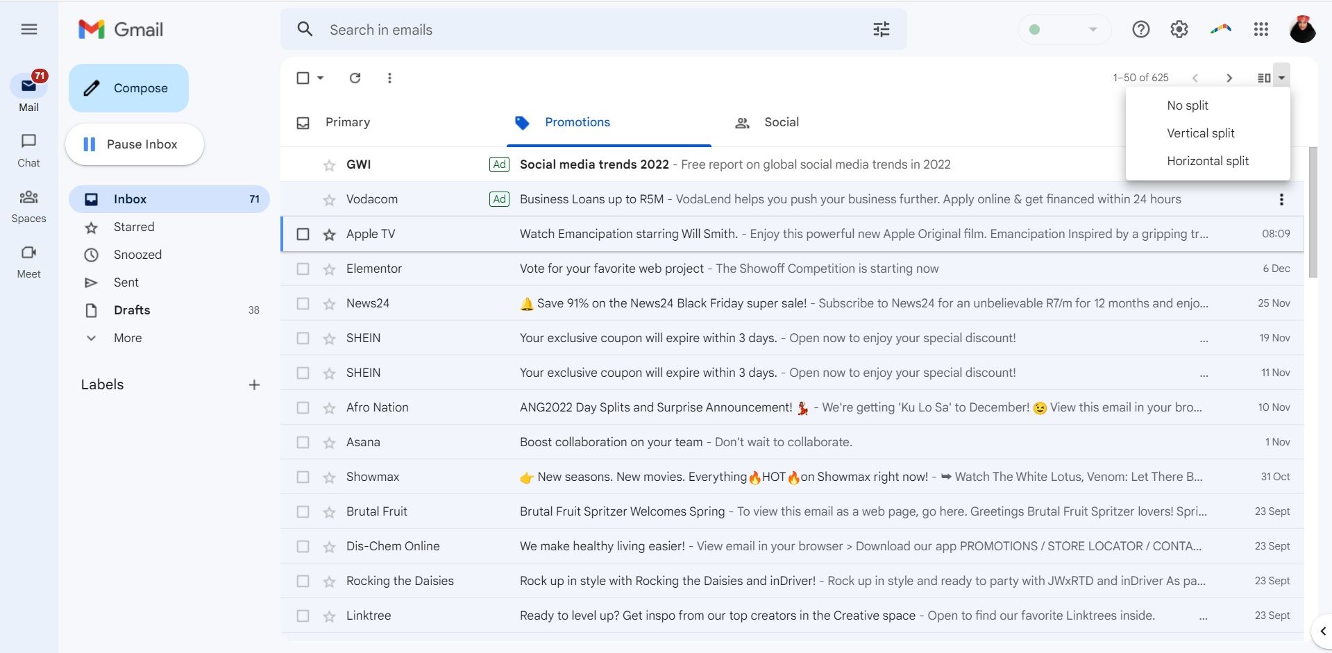 Manage your Gmail reading pane
