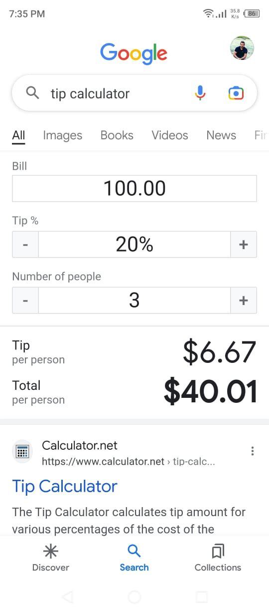 Google App - Tip Calculator With an Example