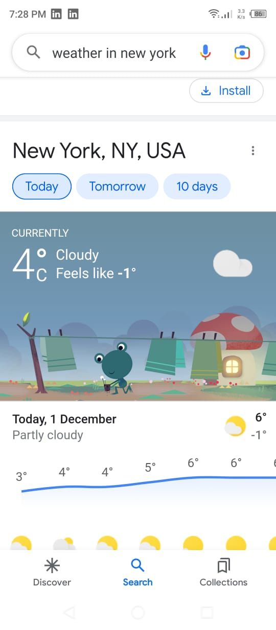 Google App - Weather Forecast for New York