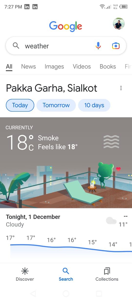 Google App - Weather Forecast for the Current Location