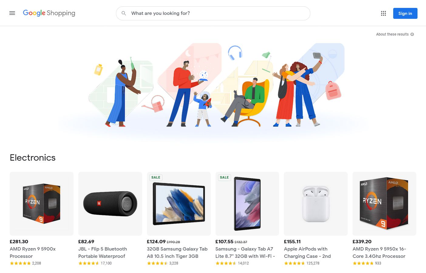 google shopping homepage