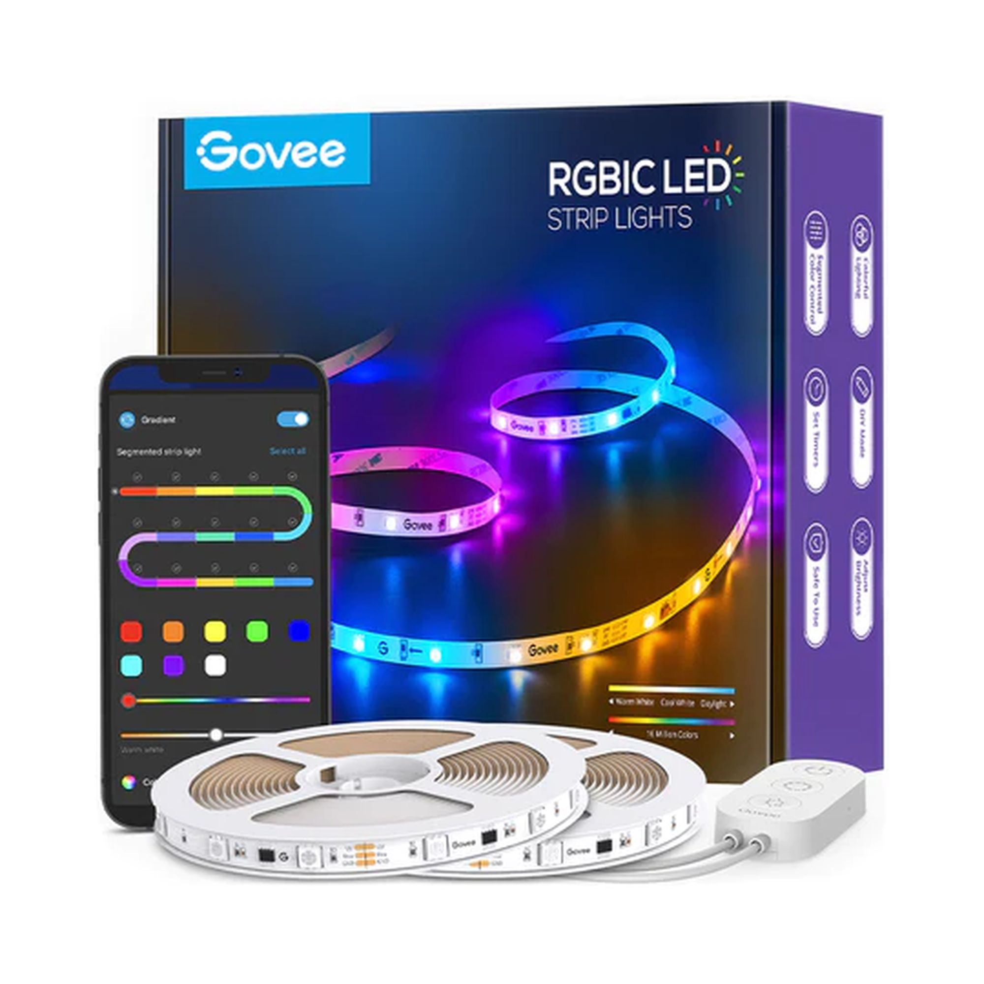 چراغ‌های نواری LED بلوتوث Govee RGBIC (65.6 فوت)