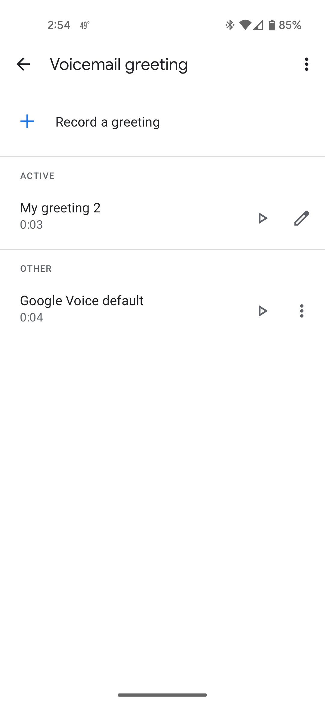 Editing a greeting in Google Voice